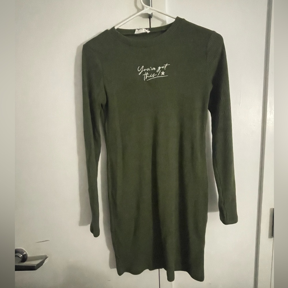 Olive green sweater dress